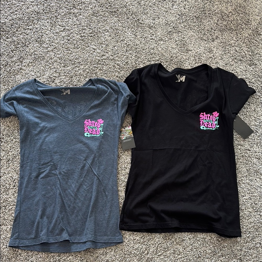 Adult V-Neck Shirts - Blue and Black
